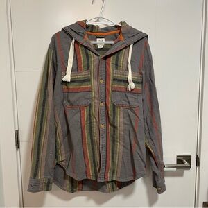 Urban Outfitters BDG Multicolour Striped Hooded Shirt Jacket